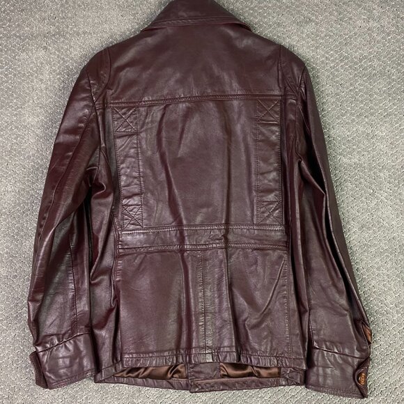 Vintage 70s Victoria Leather Jacket Men's Small Oxblood Burgundy Fight Club Pimp - Picture 5 of 11